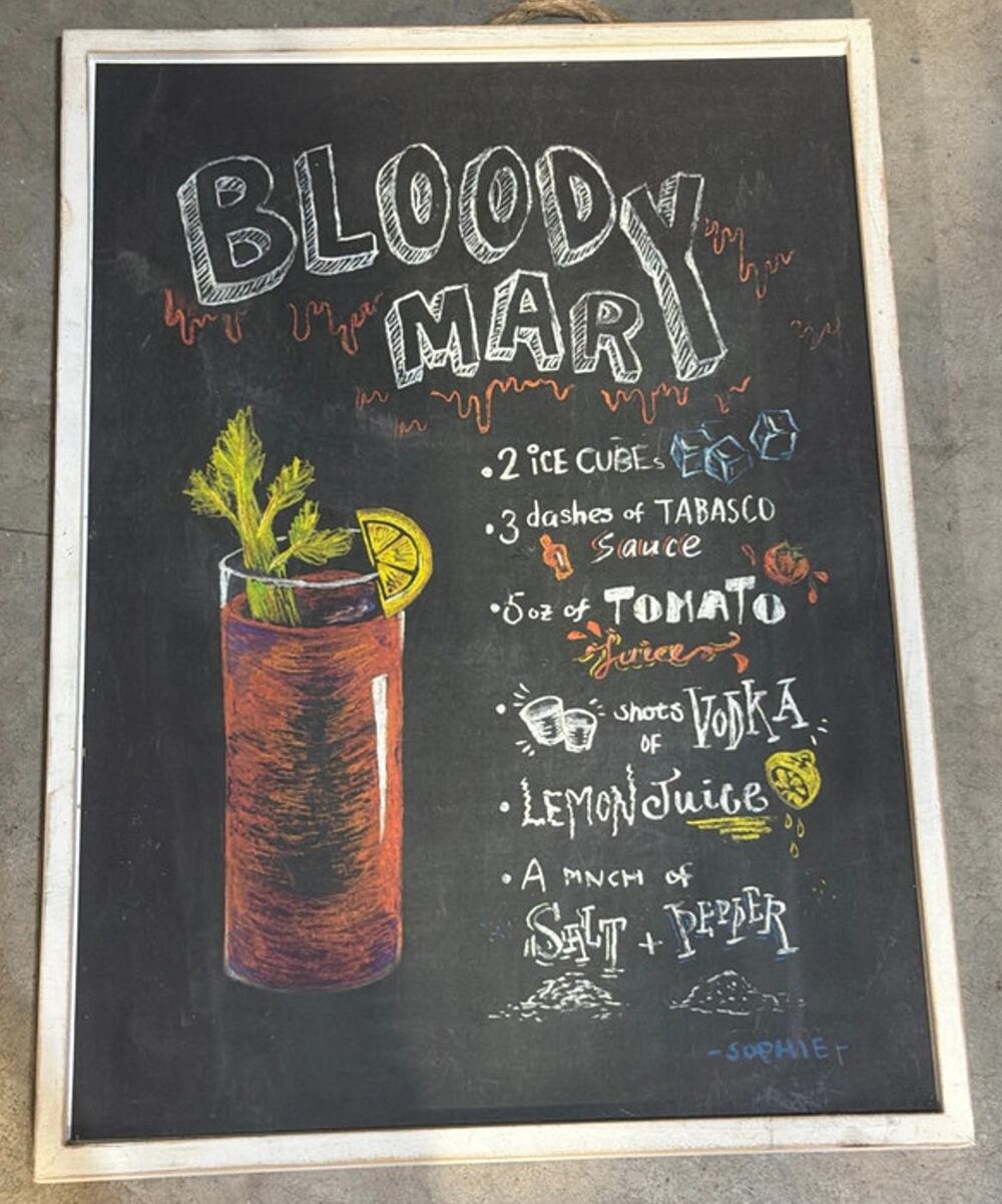 Bloody Mary Cocktail Recipe Chalkboard Style Framed Wood Wall Art Decor 14x19